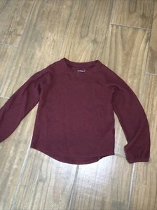 Cat & Jack Waffle Thermal Knit Long Sleeve Top Maroon - Girl's Small 6/6x Shirt - Picture 1 of 4
