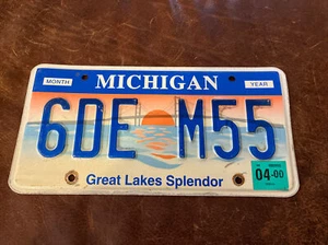 Etiqueta de matrícula Michigan Great Lakes Splender # 6DE M 55. Etiqueta de acero 2000 - Imagen 1 de 4