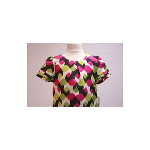 KC PARKER by HARTSTRINGS NWT Girl Pink/Green/Black Geometric Print S/S Dress Sz8 - Picture 1 of 7