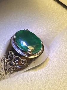 Men’s 18K Gold Ring 3.5 Ct Untreated Huge Investment Emerald Handmade OOAK Sz 12 - Picture 1 of 13