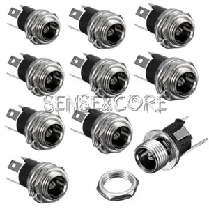 10PCS DC Power Supply Jack Socket Female Panel Mount Connector 3-Pin 5.5 x 2.1mm - Zdjęcie 1 z 7