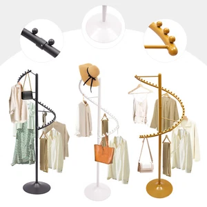 Gold/Black Spiral Rotating Garment Rack Floor-Standing Display Clothes Shelf Adj - Picture 1 of 12