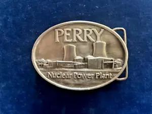 Vtg 1982 Perry (OH) Nuclear Power Plant Station Pewter Belt Buckle - 3.25" - Picture 1 of 13