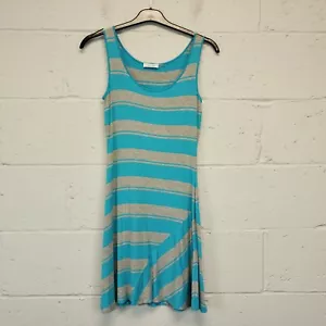 Calvin Klein Tank Dress UK 6 Size 2 Short Grey Blue Striped GREAT CONDITION - Picture 1 of 7