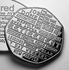 HAPPY RETIREMENT Silver Commemorative Coin. Gift/Present/Work/Colleague/Retire - Imagen 1 de 7