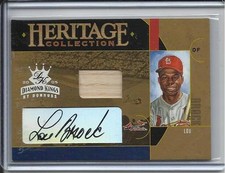 2005 DONRUSS HERITAGE LOU BROCK BAT AUTOGRAPH AUTO #D/50 ST. LOUIS CARDINALS