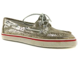 Steve Madden Women's Yachtt Boat Shoes Gold Fabric Size 5.5 M - Picture 1 of 6