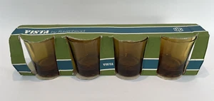 Vintage Ravenhead Vista Amber Glasses x 4 Angel P974 8oz 70's Retro Home Bar - Picture 1 of 8
