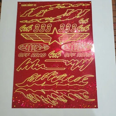 RED HOLOGRAPHIC SPARKLE yellow Sheet43-R/CMODEL Decals1/12 -1/10-DIE CUT EXTREME - Image 1 of 4
