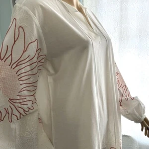 SILVIA TCHERASSI Mayfair embroidered red sunflowers maxi tunic women's large - Picture 1 of 14