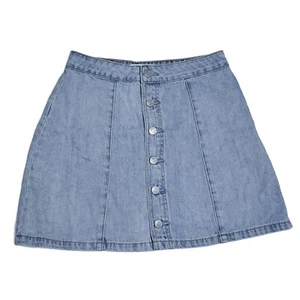 Falda vaquera Pacsun para mujer 2 Lt lavado botón delantero denim ALine mini bolsillos elásticos - Imagen 1 de 8