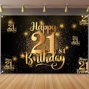 Happy 21St Birthday Backdrop Banner Step and Repeat 21 Years Old Background Deco - Picture 1 of 12