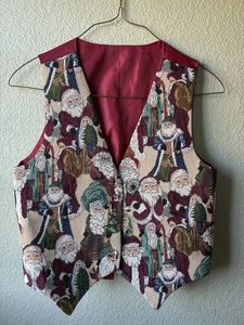 Chaleco Vintage Años 90 Lona Festivo Vacaciones Navidad Maestro Talla Grande Santa - Imagen 1 de 10