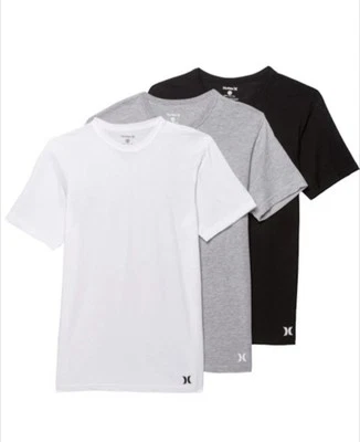 Hurley Men's 3 Pack Cotton Crewneck  T-Shirt Black Gray White Medium 38-40" - Image 1 of 4
