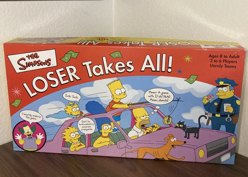 The Simpsons Loser Takes All Party Game COMPLETO RoseArt 2001 Homer Bart Marge - Imagem 1 de 4