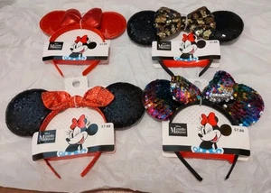 4 Disney Minnie Mouse Ear Headbands 4 STYLES: FUN PARTY FAVORS NEW N CARDS #1 - Picture 1 of 6