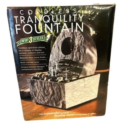 Fuente de AGUA de cerámica tranquila con rocas de río en caja INALÁMBRICA Foto 1 de 3