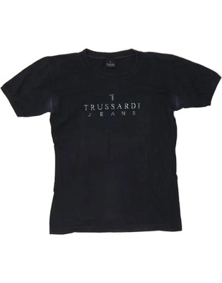 TRUSSARDI Mens Graphic T-Shirt Top Medium Navy Blue Cotton VB04 - Image 1 of 4