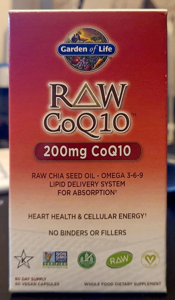 Garden of Life RAW CoQ10 - 200 mg - 60 cápsulas veganas - CADUCIDAD 27/05 - NUEVO Foto 1 de 4