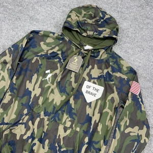 Baseballism Hoodie Mens S Green Home of The Brave Camo Flag Patch Baseball NEW - Picture 1 of 8