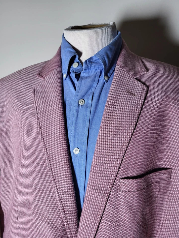 48R Marc Martin лосося розовый красный 4-сезон хлопок шерсти проверить куртка Blazer Tweedy - Изображение 1 из 4