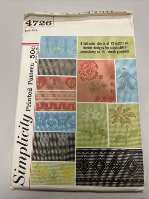 Vintage Simplicity Embroidery Pattern 4726 With 8 Full-Color Charts of 13 Motifs - Image 1 of 2