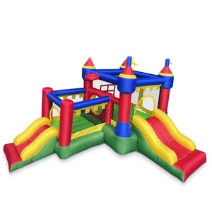 Schloss Thema Bounce House Türsteher aufblasbar mit zwei Rutschen und Gebläse - Bild 1 von 1