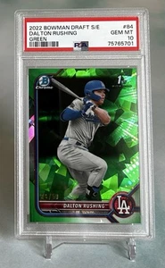 Dalton Rushing 2022 Bowman Draft Sapphire 1st Green Refractor #/50 PSA 10 - Picture 1 of 5