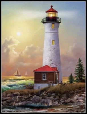 Crisp Point Lighthouse - Chart Counted Cross Stitch Patterns Needlework DMC DIY - Image 1 of 2