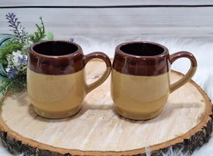 Set of 2 Vintage TAIWAN Drip Glaze Coffee Cups Mugs 2-Tone Glazed Mugs, 1960s - Picture 1 of 7