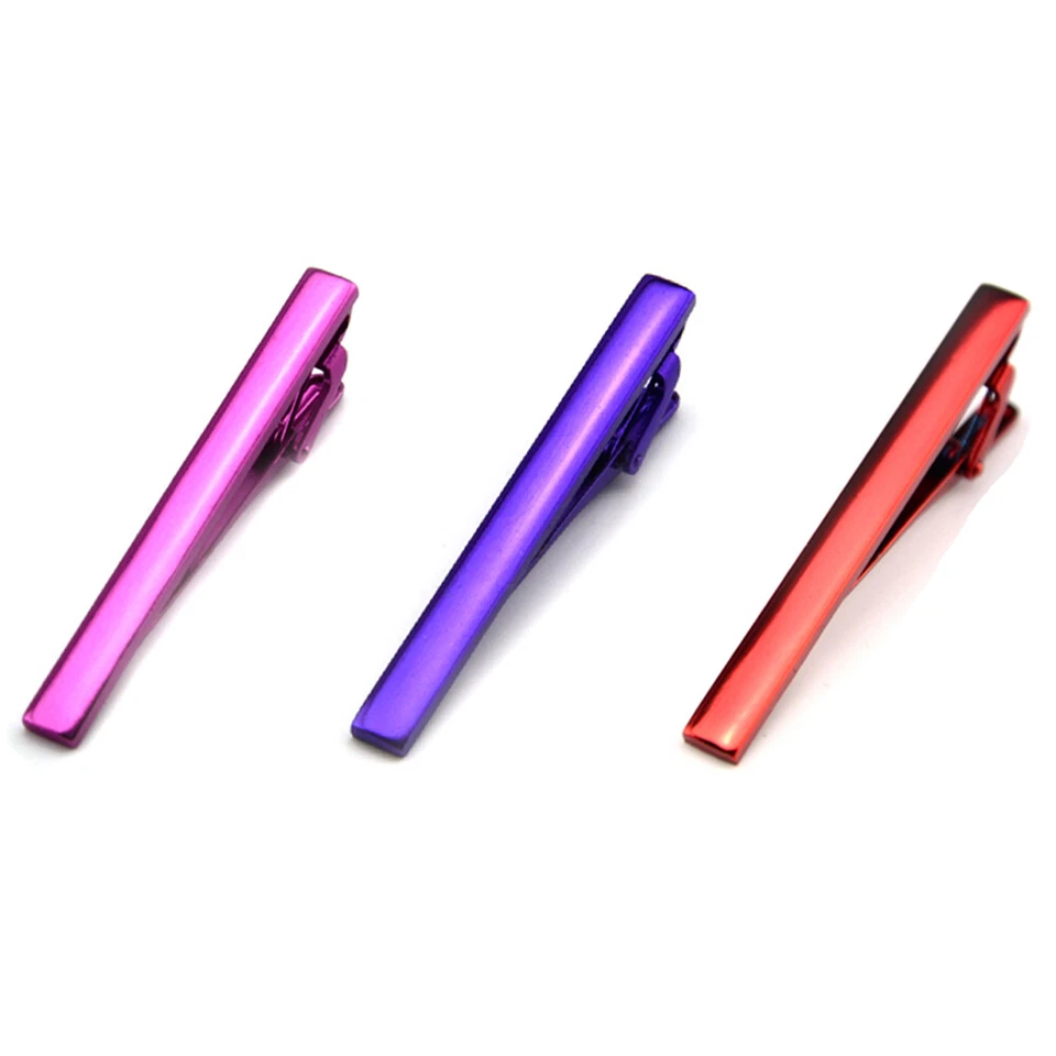 3 PCS Men Candy Color Tie Clip Wedding Business Stainless Steel Necktie Clips - Image 1 of 3
