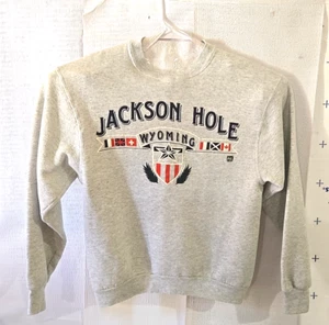 Felpa Vintage Jackson Hole Wyoming Uomo L Girocollo Pullover USA Sci Retrò - Foto 1 di 13
