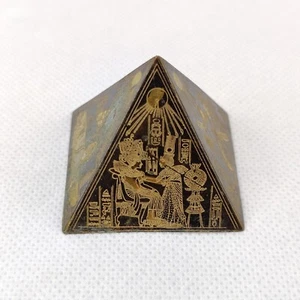 Egyptian Revival Etched Brass Pyramid Paperweight - Picture 1 of 7