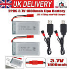 2X 1S 3.7V 1800Mah 25C Lipo Battery Jst Plug Usb Charger For Rc Drone Quadcopter