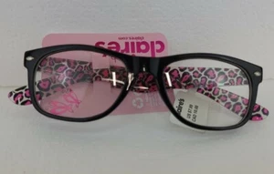 Claires Club Cosemetic Glasses ~Plastic~ Black Frame with Clear and Pink Leopard - Picture 1 of 2