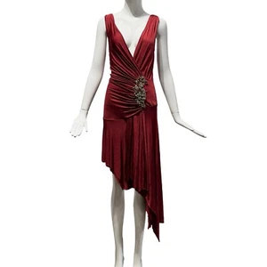 NWT Ema Savahl Couture Knee Length Wrap Dress With Rhinestone Accent Size Small - Picture 1 of 21