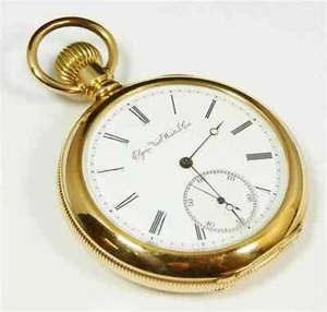 Antico orologio da tasca 2" ottone nautico vintage americano Elgin look da collezione - Foto 1 di 1