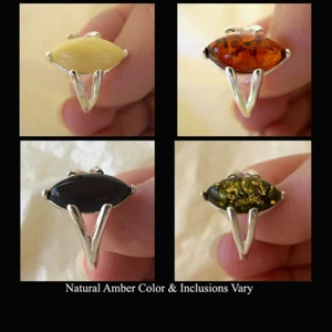 BALTISCHER RING KIRSCHE BUTTERSCOTCH GRÜN oder HONIG BERNSTEIN STERLINGSILBER - Bild 1 von 19