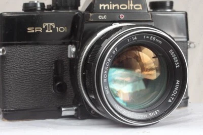 Minolta SRT 101 negro con 58 mm 1,4 MC Rokkor PF El objetivo está en excelentes condiciones Foto 1 de 4