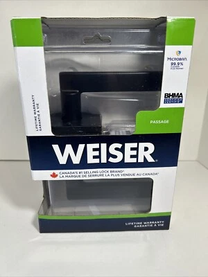 Weiser Halifax Hall/Closet SP negro mate - 9GLA1010-065 - mango de palanca de paso Foto 1 de 4