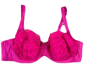 Hunkemoller Bra Size 38C (US) 38D (UK) fuchsia pink Lace Underwire Unlined EUC - Picture 1 of 11