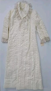 Barbizon Ivory Long Quilted Robe w/ Pockets & Lace Trim NEW W/ Tag Sz Small S - Picture 1 of 5
