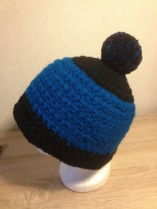 Mütze Häkelmütze Kinder Damenmütze Wintermütze Boshi 58-60 Gr.L azur blau enzian - Bild 1 von 4