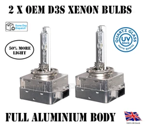 2X D3S XENON OEM HEADLIGHT BULBS FULL ALUMINIUM 8000K BMW MERCEDES AUDI VW FORD - Picture 1 of 3