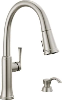 Grifo de cocina extraíble Delta Eldridge 1H inoxidable - certificado restaurado Foto 1 de 2