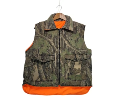 Vintage Winchester Reversible Hunting Vest Mens M Orange Camo Trebark Insulated - Image 1 of 4