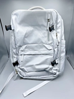 Mochila de vinilo, bolsa para portátil con puerto de carga USB varios bolsillos gris Foto 1 de 4