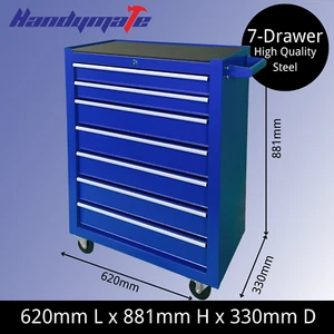 7 Drawer Steel Mobile Toolbox Garage Workshop Tools Organizer Cabinet Trolley - Picture 1 of 7