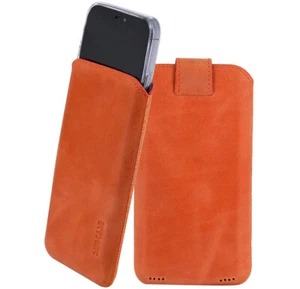 Suncase Hülle Leder Tasche in Antik Lachsrosa + Silikon case für iPhone 15 Plus - Photo 1/10