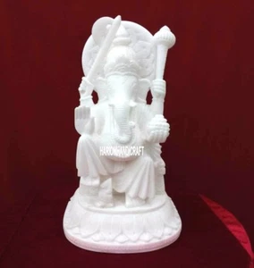 12'' Marble Idols of Ganesha Handicraft Good Luck Sculpture Gifts for Home H3783 - Imagen 1 de 2